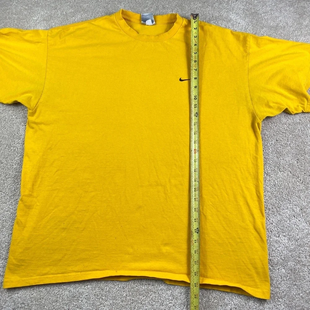 Nike‎ Vintage Silver Tag Yellow Embroidered Swoosh T-Shirt Mens XL Cotton BSX